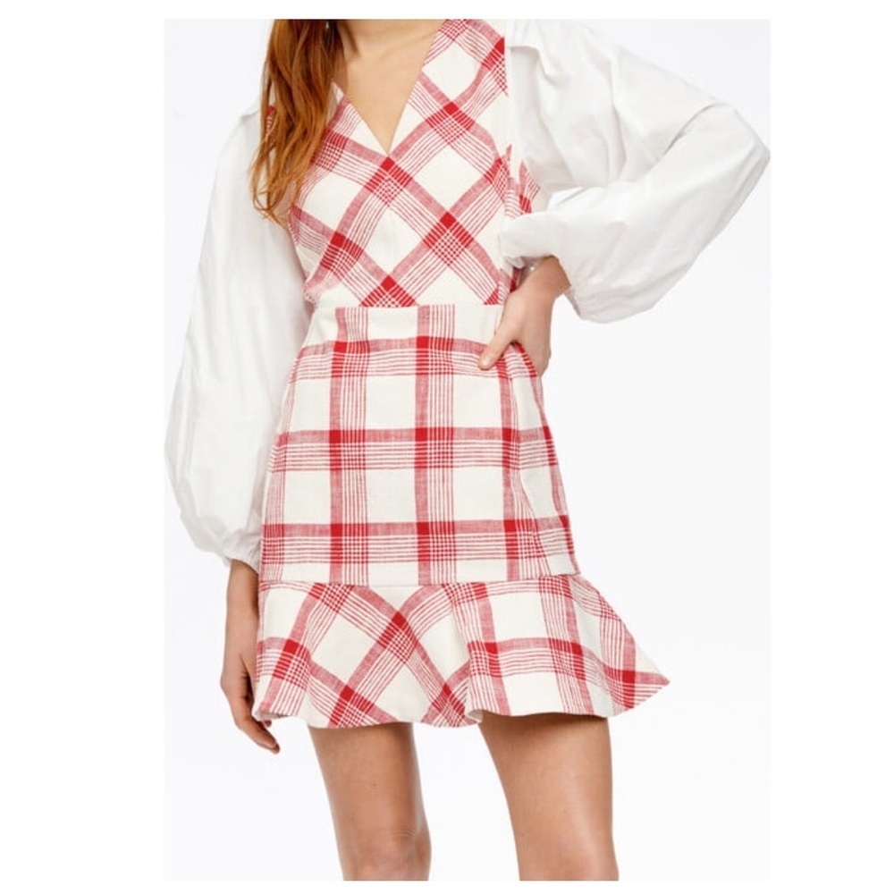 Tanya Taylor Gemma Dress Plaid w Flounce hem & Blouson sleeve - size 6 - NWT - Picture 3 of 16